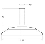 drawing of 2-1/8 inch Drawing of 2-1/2 inch Base Non-Swivel Heavy Duty Grand Hank Adjustable Glide