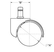 drawing of Hooded Twin Wheel Caster with Collar