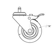 drawing of Heavy Duty Single Wheel Industrial Caster with Brake
