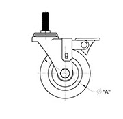 drawing of Skate Wheel Industrial Caster with Brake